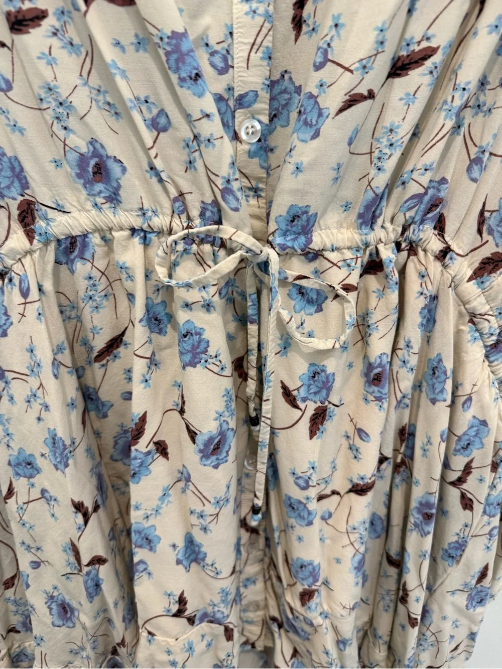 Free People Cream Mini Dress with Blue Floral Print - Picture 3 of 6